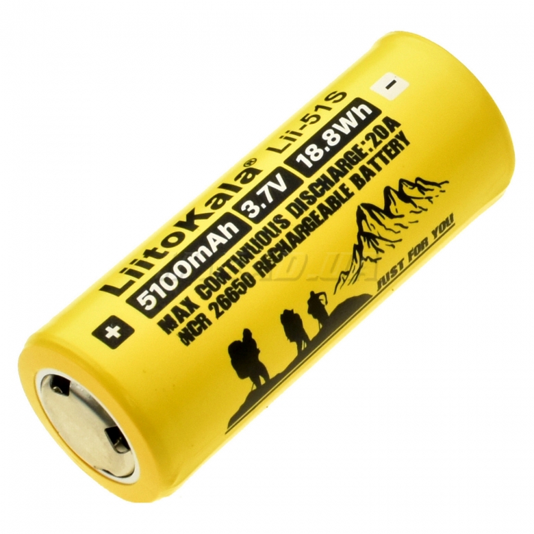 Акумулятор Lii-51S 3.7V 5100mAh (26650) з захистом