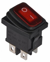 KCD1-4-201NW R/B 220V Переключатель 1 клав. красный с подсветкой+защита
