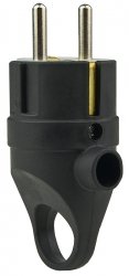 Вилка каучукова кутова з кільцем 2P+PE 1A (16A 250V IP44)