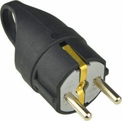 Вилка каучукова кутова з кільцем 2P+PE 1A (16A 250V IP44)