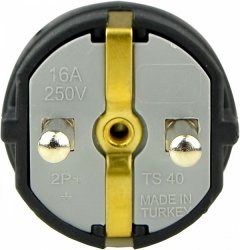 Вилка каучукова кутова з кільцем 2P+PE 1A (16A 250V IP44)