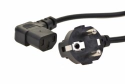 Шнур сетевой 3x0.75мм IEC C13 (1.8м) чёрный, угловой